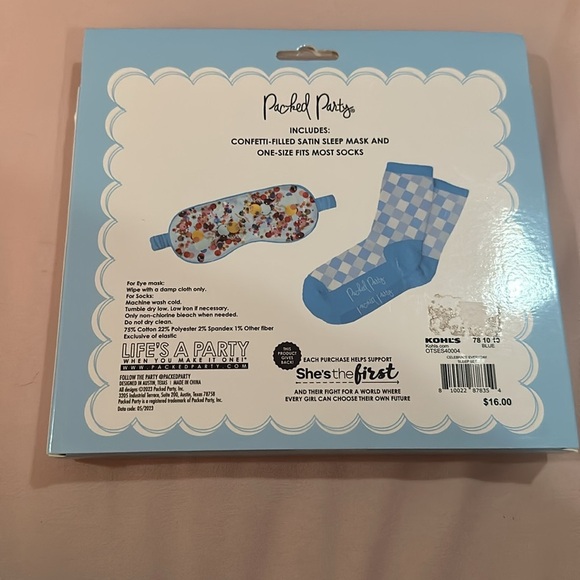 confetti filled satin sleep mask and matching socks - Picture 2 of 2
